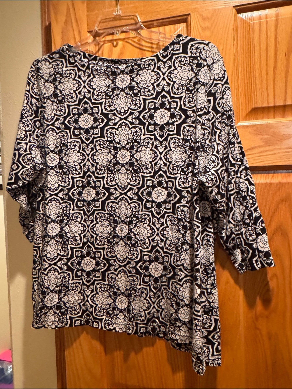 croft & barrow Black and White Printed Top